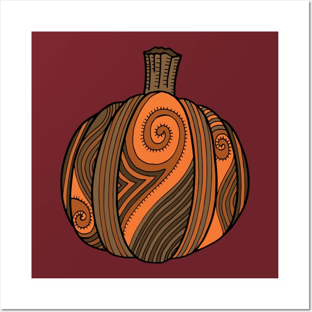 Cute Autumn Fall Pumpkin With Patches Halloween Wall Art by twizzler3b